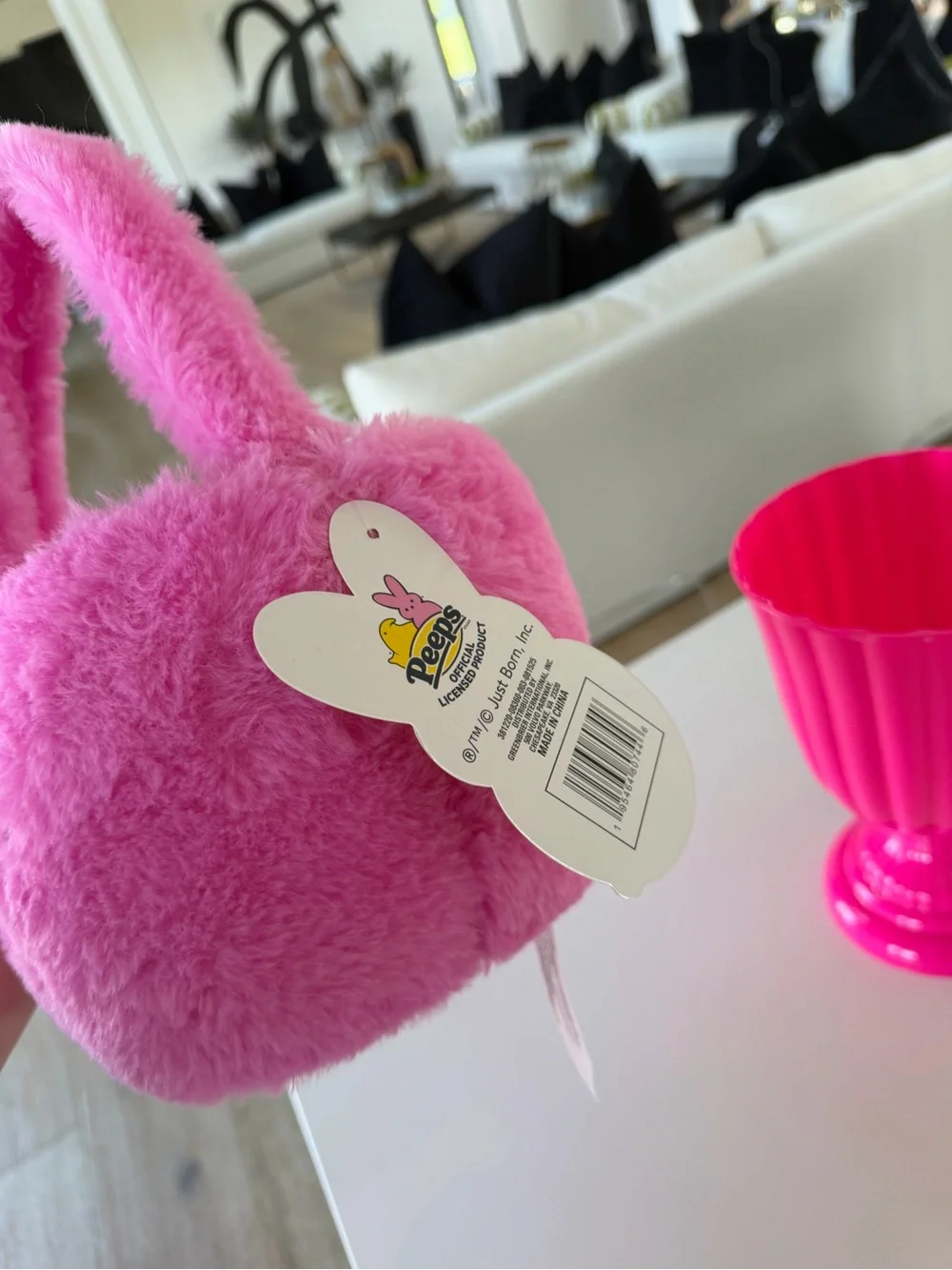 Easter Bundle Pink Plush Bunny Ear Kids Handbag - Soft Easter Basket